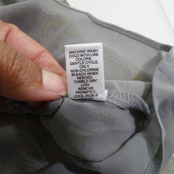 Cato Gray Yellow Cold Shoulder Top Ruffle Short Sleeves Women Size L Lined - Picture 7 of 10